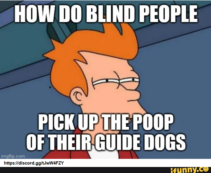 HOW DO BLIND PEOPLE imaflip. PICK UP THE POOP OF THEIR, ,GUIDE DOGS iFunny