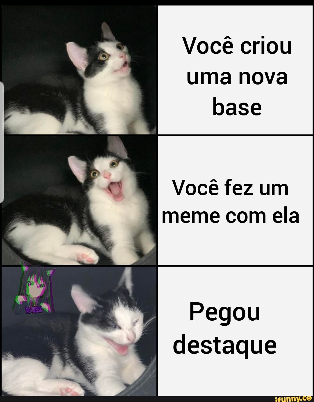 Você criou uma nova base
Você fez um meme com ela
Pegou destaque