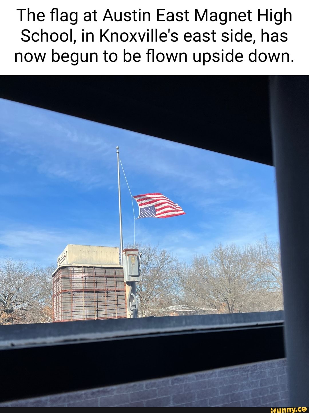 The flag at Austin East High School, in Knoxville's east side