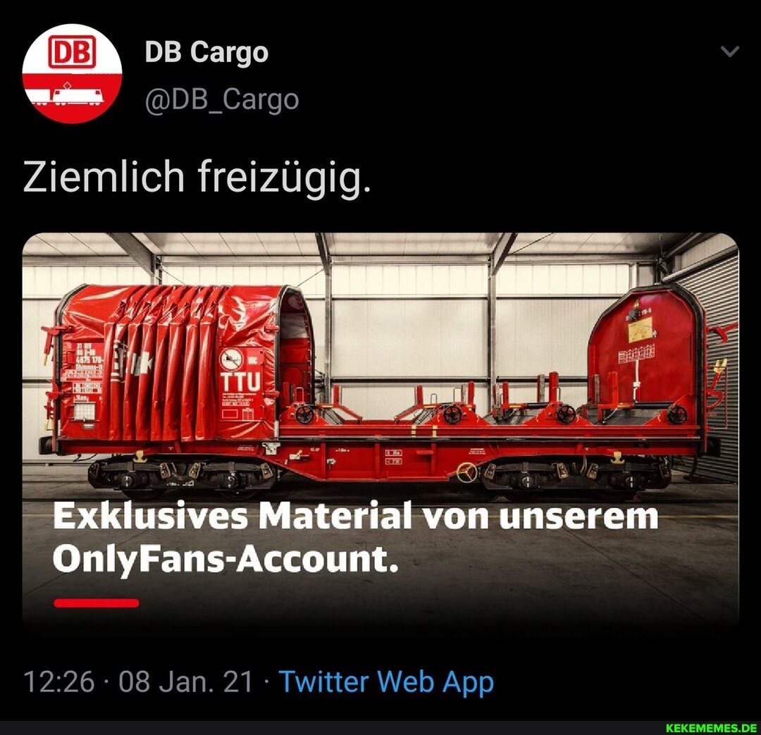 DB Cargo
DB_Cargo
Ziemlich freizügig.
- Exklusives Material von unserem
OnlyFans-Account.