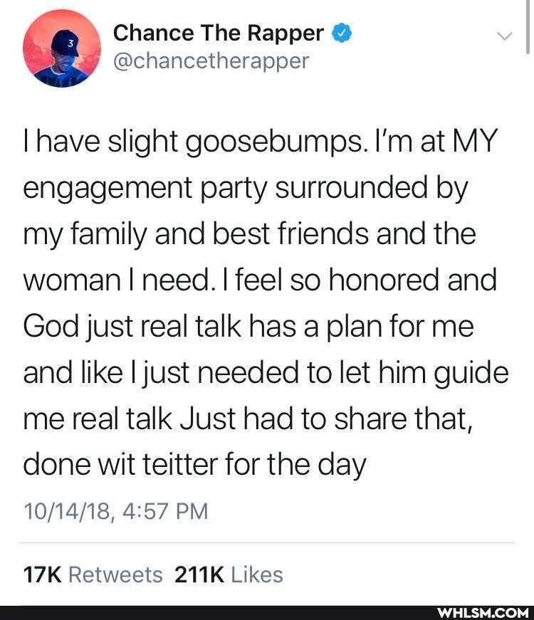 I have slight goosebumps. I'm at MY engagement party surrounded by my family and best friends and the woman I need. I feel so honored and
God just real talk has a plan for me and like I just needed to let him guide me real talk Just had to share that, done wit teitter for the day
PM