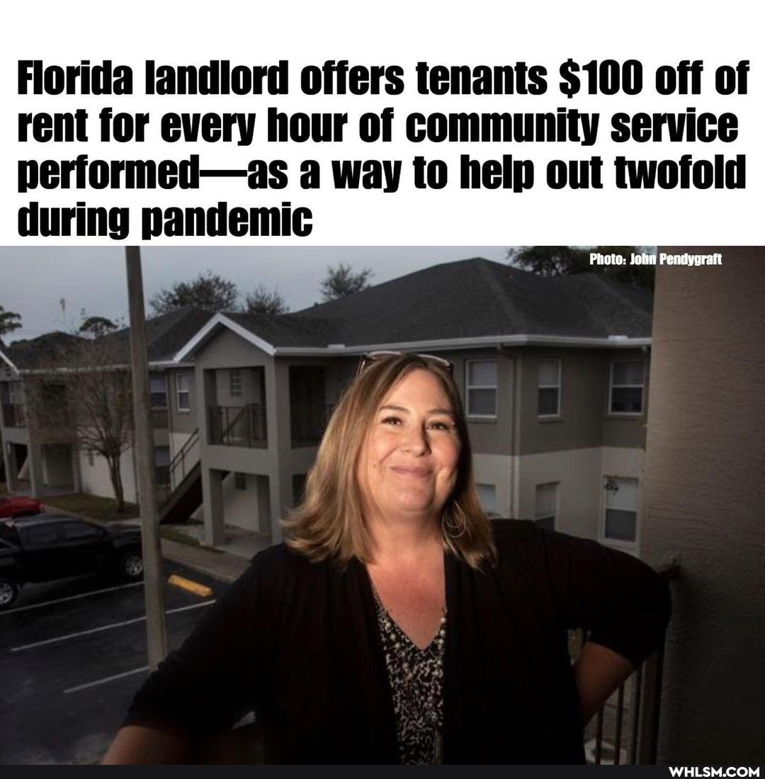 Florida landiord offers tenants $100 off of rent for every hour of community service performed-as a way to help out twofold during pandemic
Photo: John Pendygraft