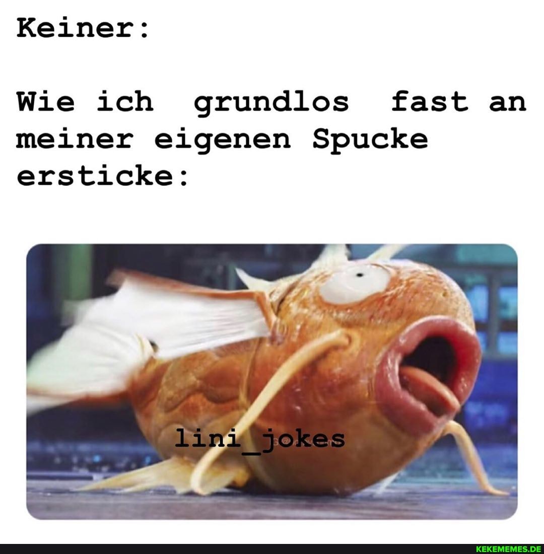Keiner:
Wie ich grundlos fast an meiner eigenen Spucke ersticke: