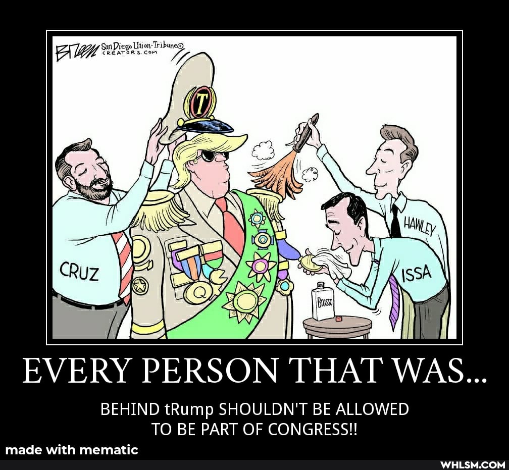 tier.
EVERY PERSON THAT WAS...
BEHIND tRump SHOULDN'T BE ALLOWED TO BE PART OF CONGRESS!!