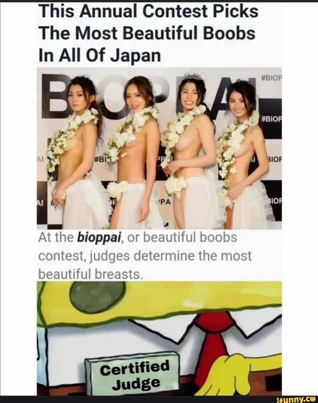 This Annual Contest Picks The Most Beautiful Boobs In All Of Japan PA 105  At the bioppai, or beautiful boobs contest, judges determine the most  beautiful breasts Certified Jjudage - iFunny