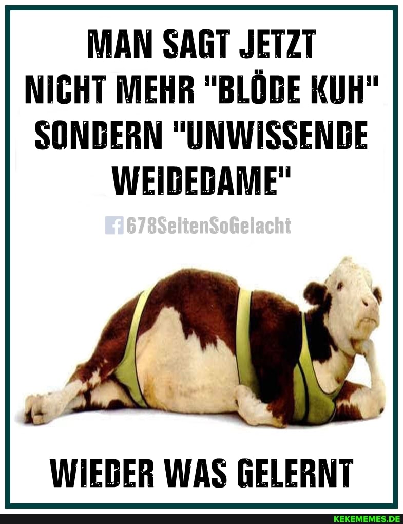 MAN SAGT JETZT NICHT MEHR "BLÖDE KUH"
SONBERN "UNWISSENDE WEIBEDAME"
WIEBER WAS GELERNT