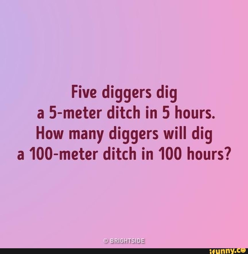 Five diggers dig a 5meter ditch in 5 hours. How many diggers will dig