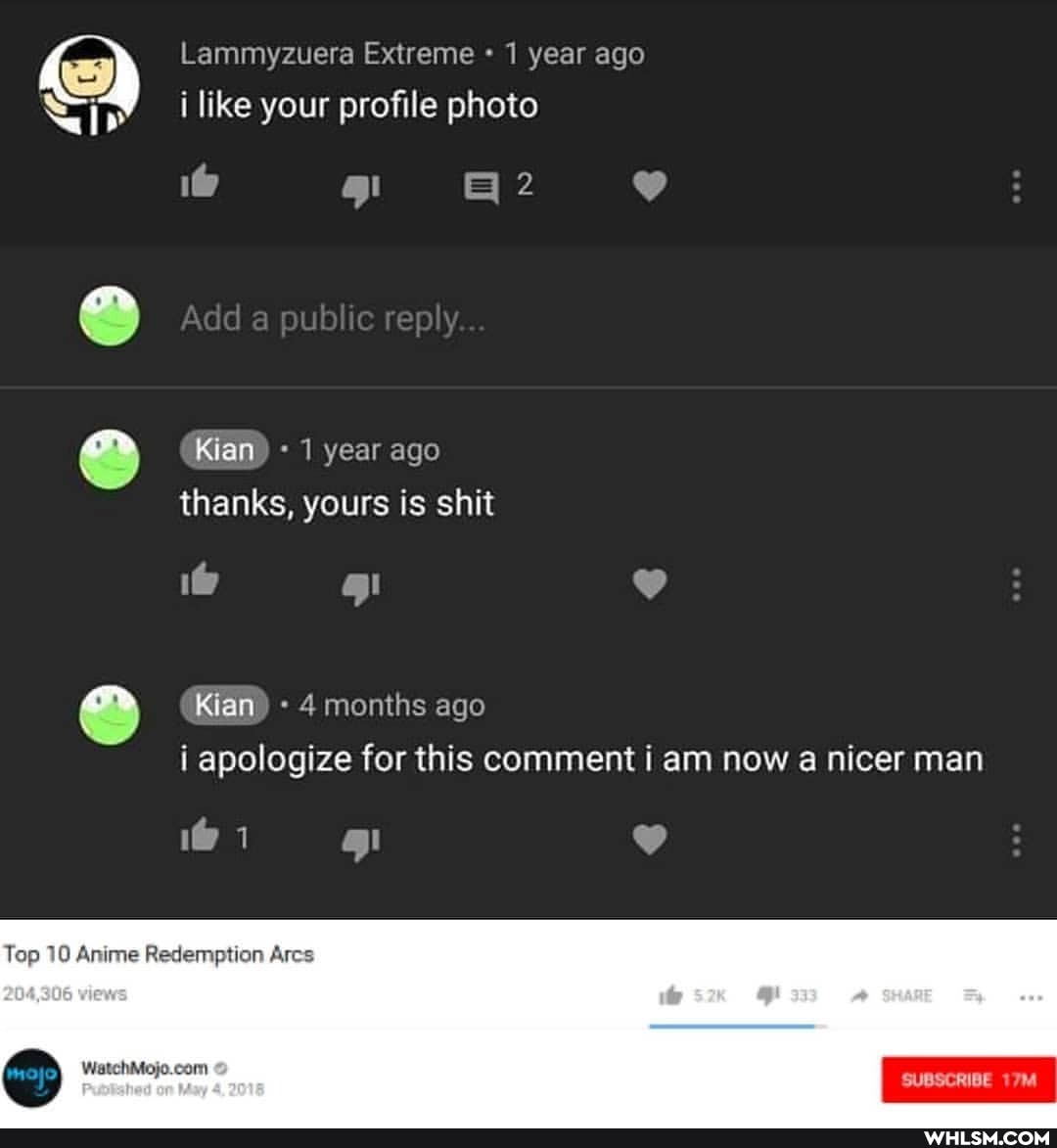 Lammyzuera Extreme 1 year ago like your profile photo
2 Q
Add a pub c reply year ago
thanks, yours is shit
Kian) months ago apologize for this comment am now a nicer man
Top 10 Anime Redemption Ares
chMojo.