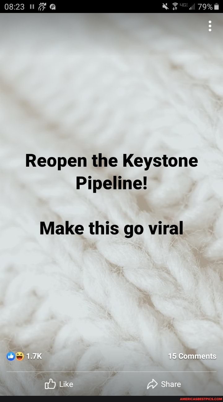 79%
Reopen the Keystone
Pipeline!
Make this go viral
1.7K
15 Comments
Share
Like