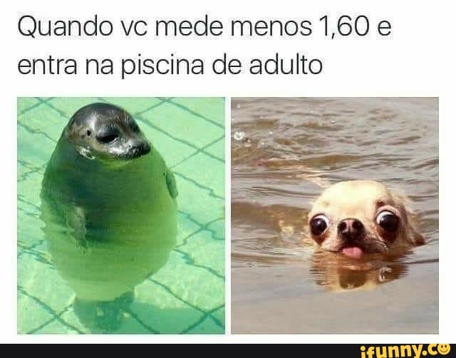 Quando vc mede menos 1,60 e
entra na piscina de adulto