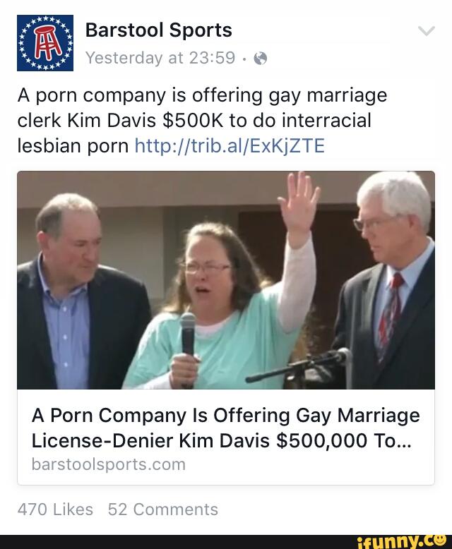 Gay Interacial Lesbian Porn - A porn company is offering gay marriage clerk Kim Davis $500 ...