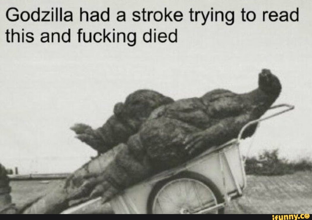 Godzilla had a stroke trying to read this and fucking died