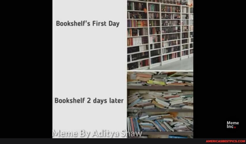 Bookshelf's First Day
Bookshelf 2 days later
By Ac
Meme
Inc