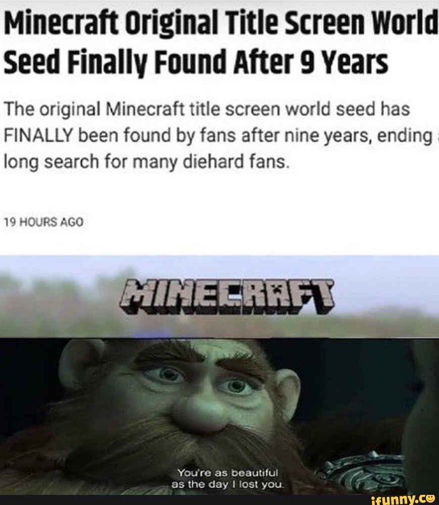 Minecraft Original Title Screen World Seed Finally Found After 9 Years The Original Minecraft Title Screen