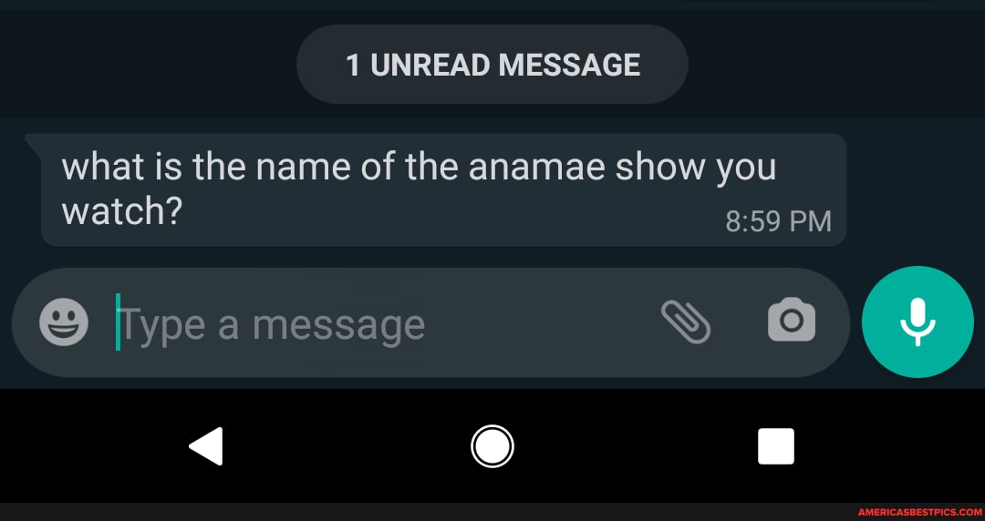 1 UNREAD MESSAGE
what is the name of the anamae show you watch? PM
Type a message yY Aa
< @ a