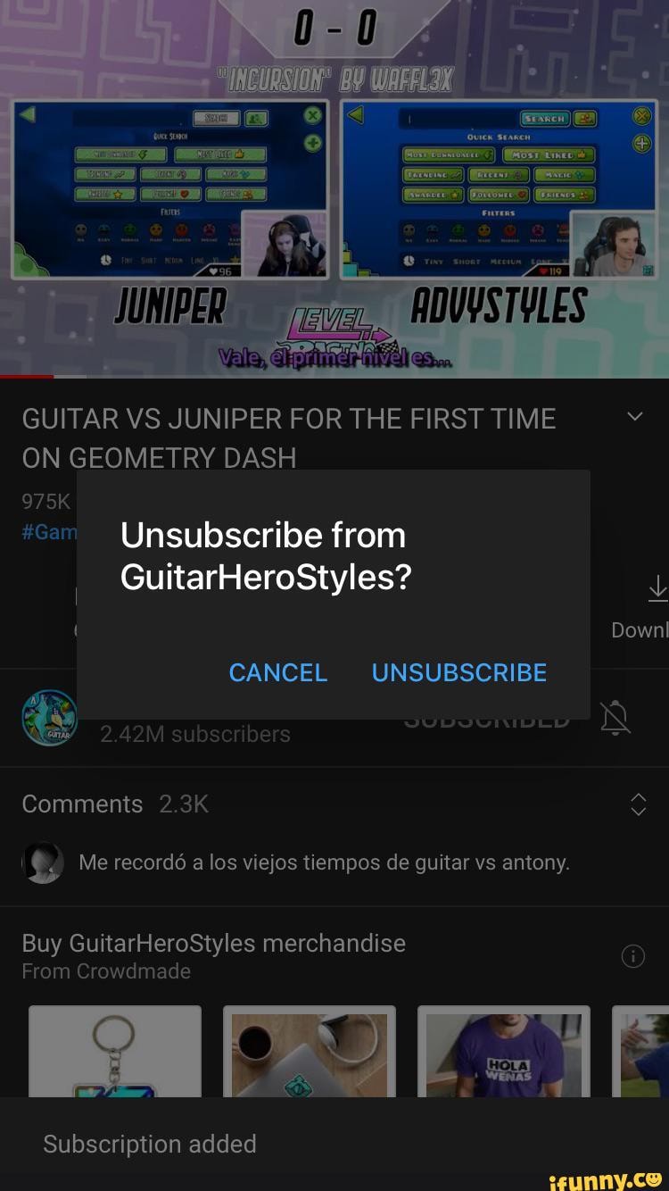 GUITAR VS JUNIPER FOR THE FIRST TIME ON GEOMETRY DASH 975K Unsubscribe from  GuitarHeroStyles? Down CANCEL