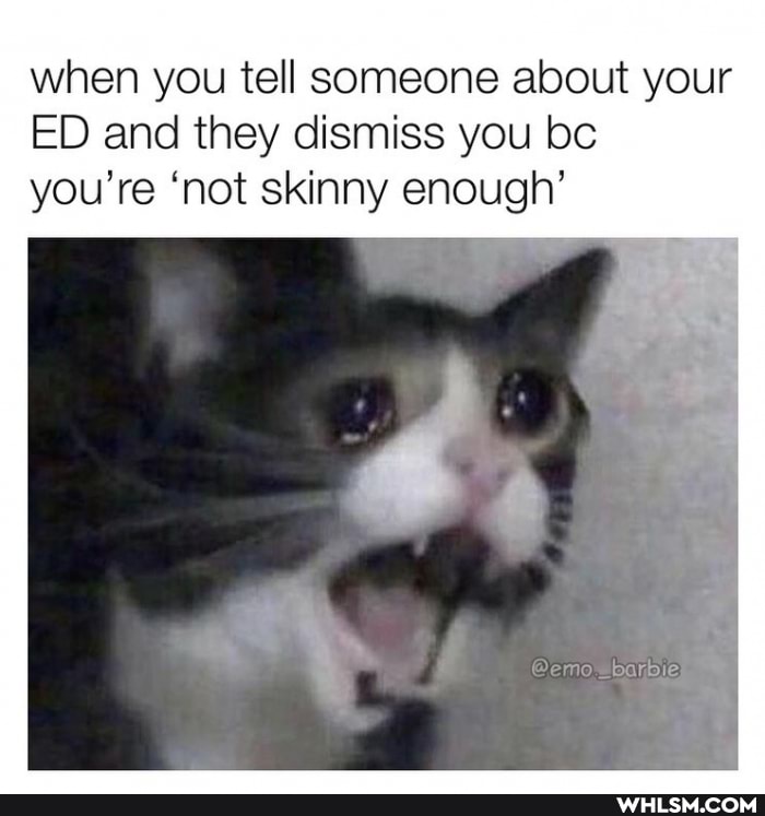 when you tell someone about your
ED and they dismiss you bc you're 'not skinny enough'