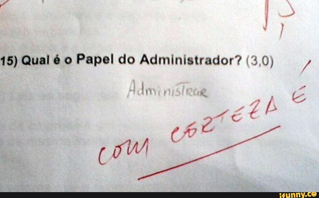 15) Qual é o Papel do Administrador? (3,0)
In