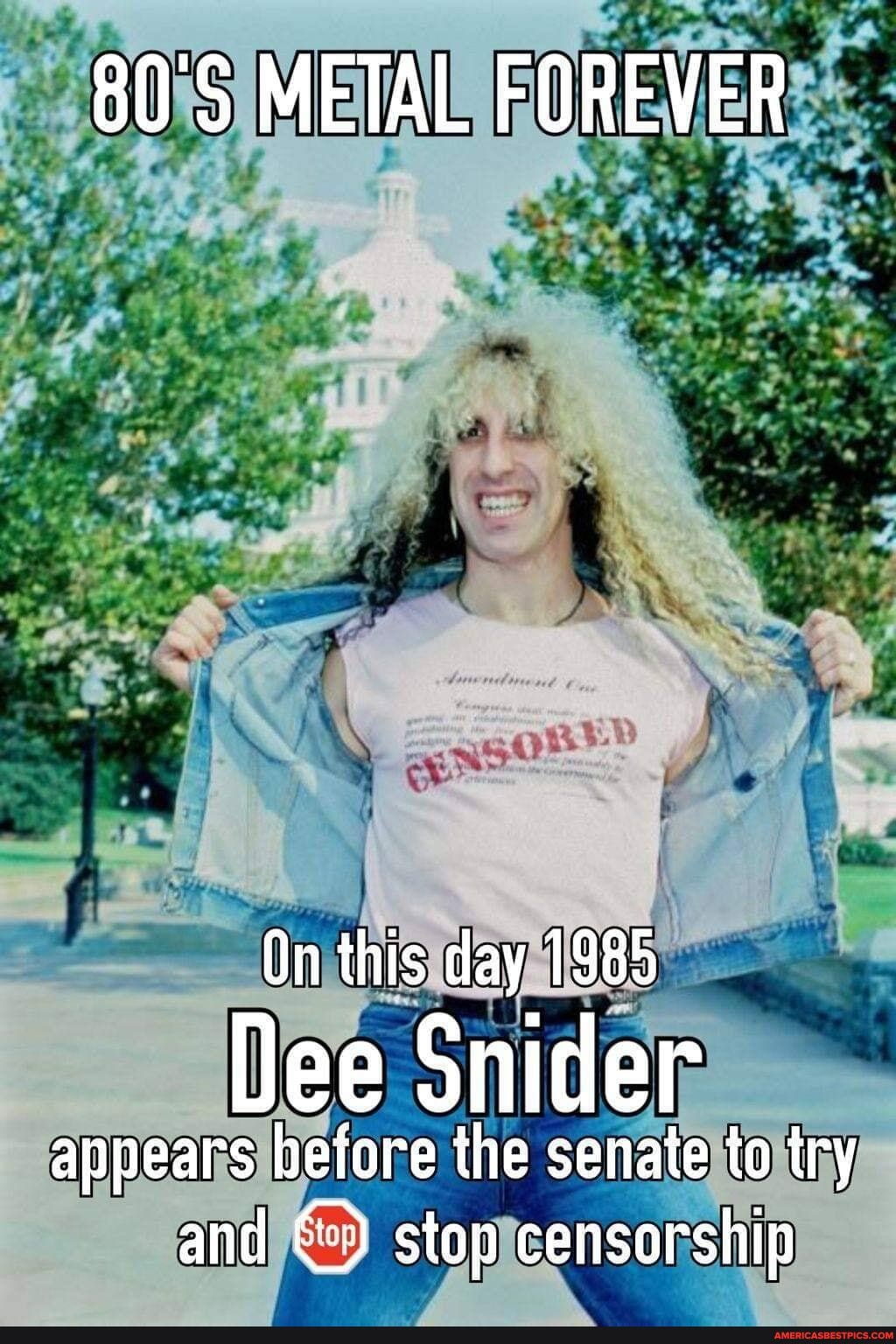 80'S METAL FOREVER
On this day 1985
Dee Snider
appears hefore the senate to try and stop censorship