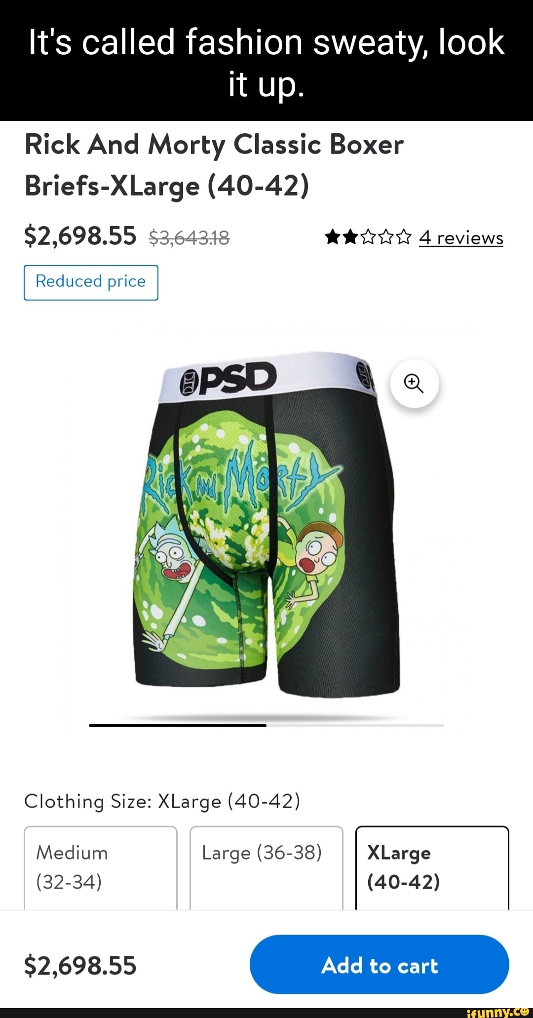 It S Called Fashion Sweaty Look It Up Rick And Morty Classic Boxer Briefs Xlarge 40 42 2 698 55 3 643 18 4 Reviews Reduced Price Clothing Size Xlarge 40 42 Medium Large 36 38 Xlarge 32 34 40 42