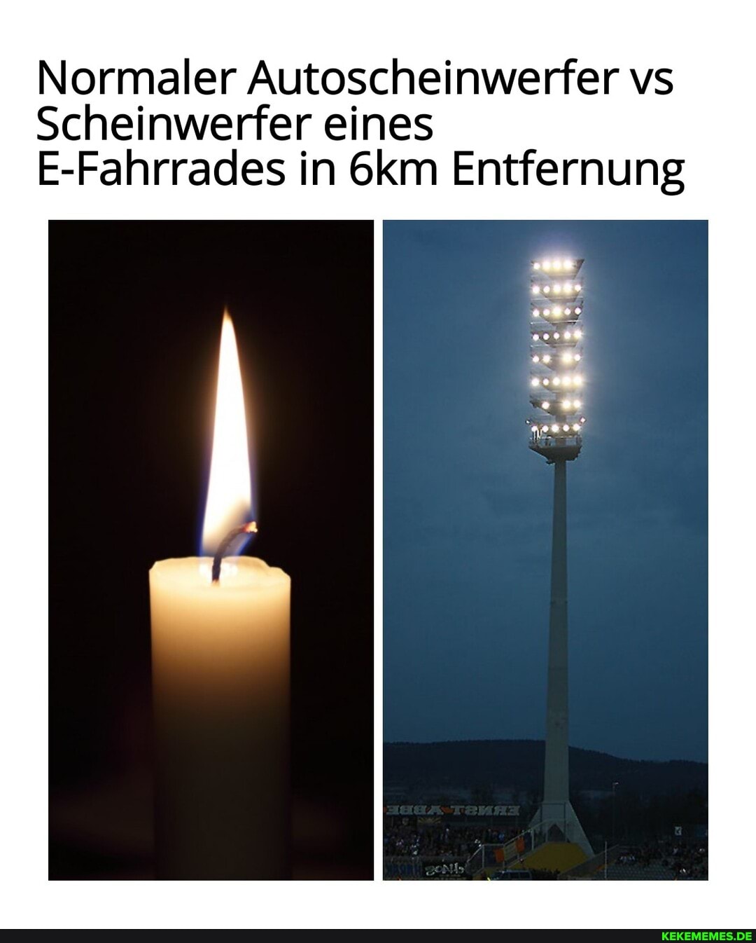 E-Fahrrades in
KM)
Normaler Autoscheinwerier vs
Scheinwerfer eines
Entfernung