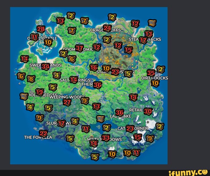 Fortnite Chapter 2 Season 4 Chest spawns CRAGC LIFFS L STEA ackS ROM OMa, SWEA ANDS SALT RINGS