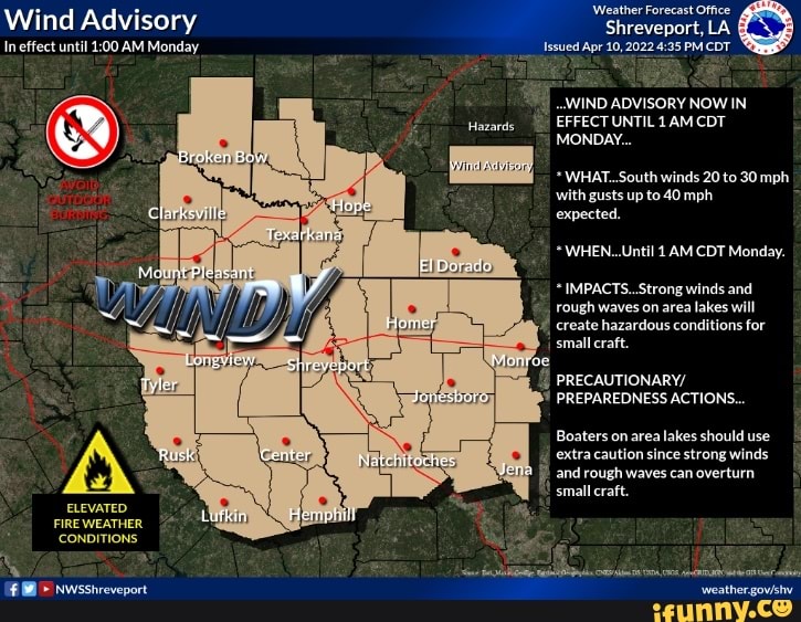 'Weather Forecast Office Wind Advisory In effect until AM Monday Issued ...