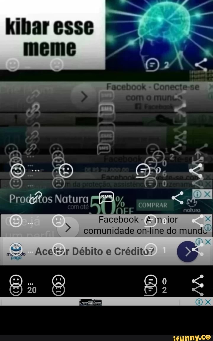 Facebook A inzior
A comunidade on-line do munds"
O Aceitar Débito e Crédito?
