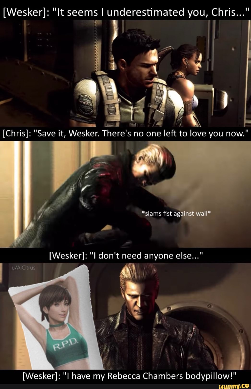 Wesker It Seems I Underestimated You Chris Wesker I Have My Rebecca Chambers