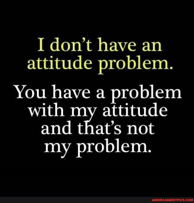 I don't have an attitude problem.
You have a problem with my attitude and that's not my problem.