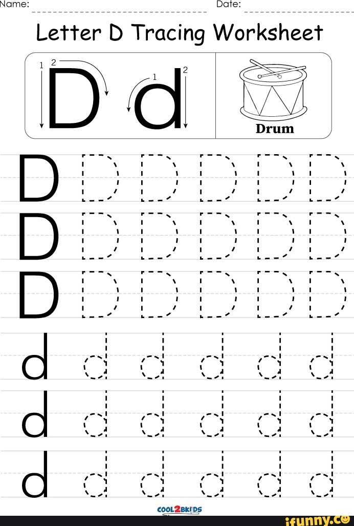 Date: Name: Letter D Tracing Worksheet becleed boptocd buscd ed Nee see ...