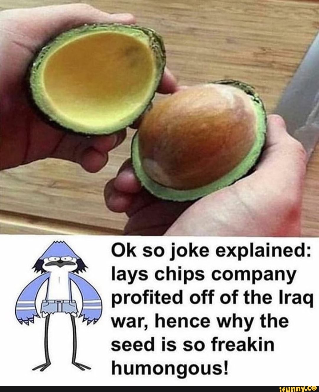 Lays chips company profited off of the Iraq war, hence why the seed is so freakin humongous