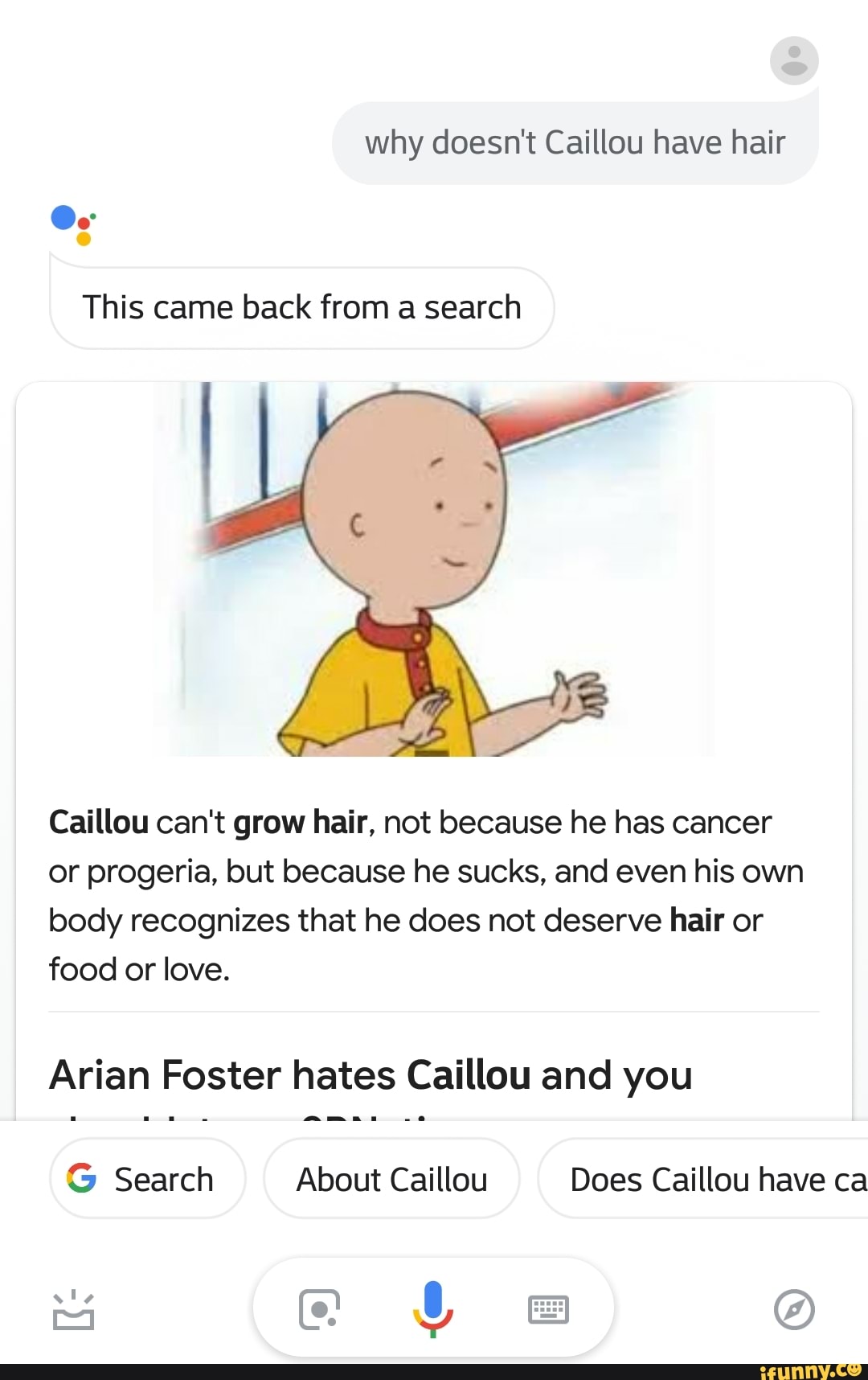 Why Doesn T Caillou Have Hair This Came Back From A Search Caillou