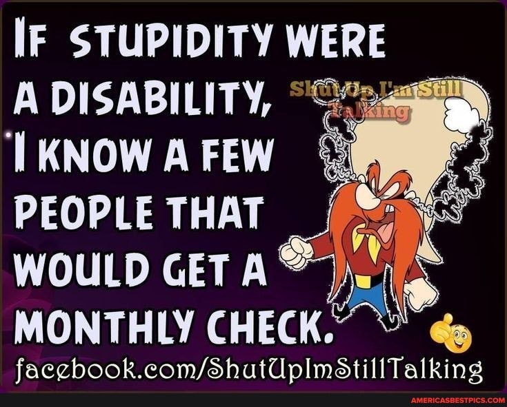 IF STUPIDITY WERE A DISABILITY,
KNOW A FEW PEOPLE THAT WOULD GET MONTHLY CHECK.
faezbook.