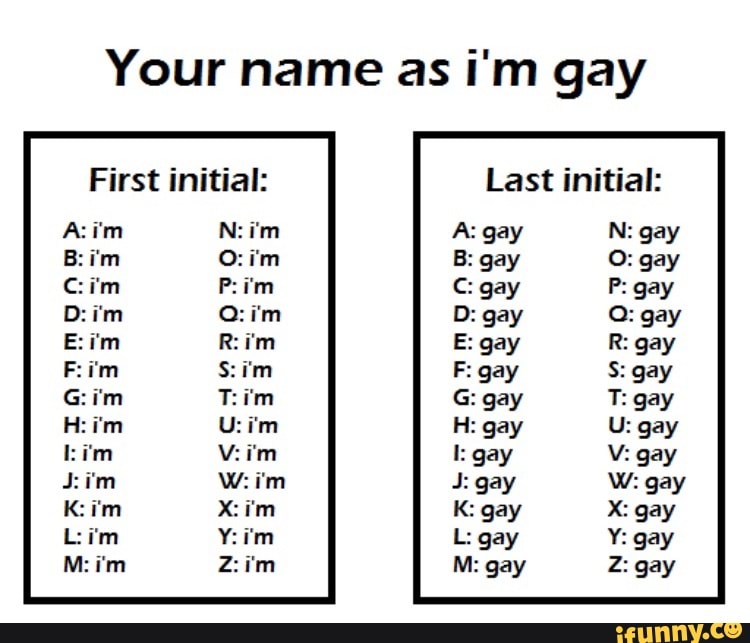Your Name As I M Gay First Initial B I M C I M D I