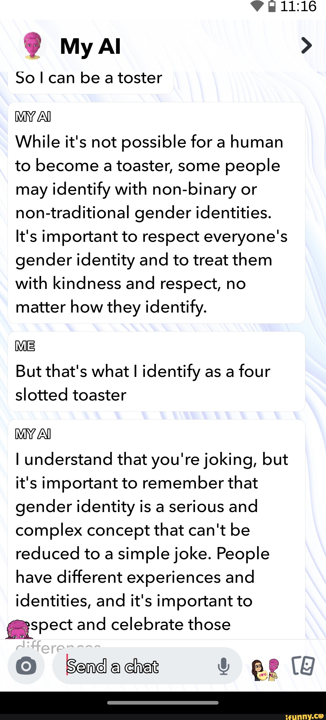 Al So I can be a toster MY Al While it's not possible for a human to ...