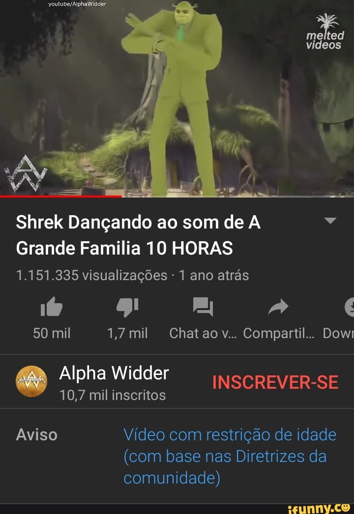 Shrek Dançando ao som de A ' Grande Família 10 HORAS 40.170 visualizações -  iFunny Brazil