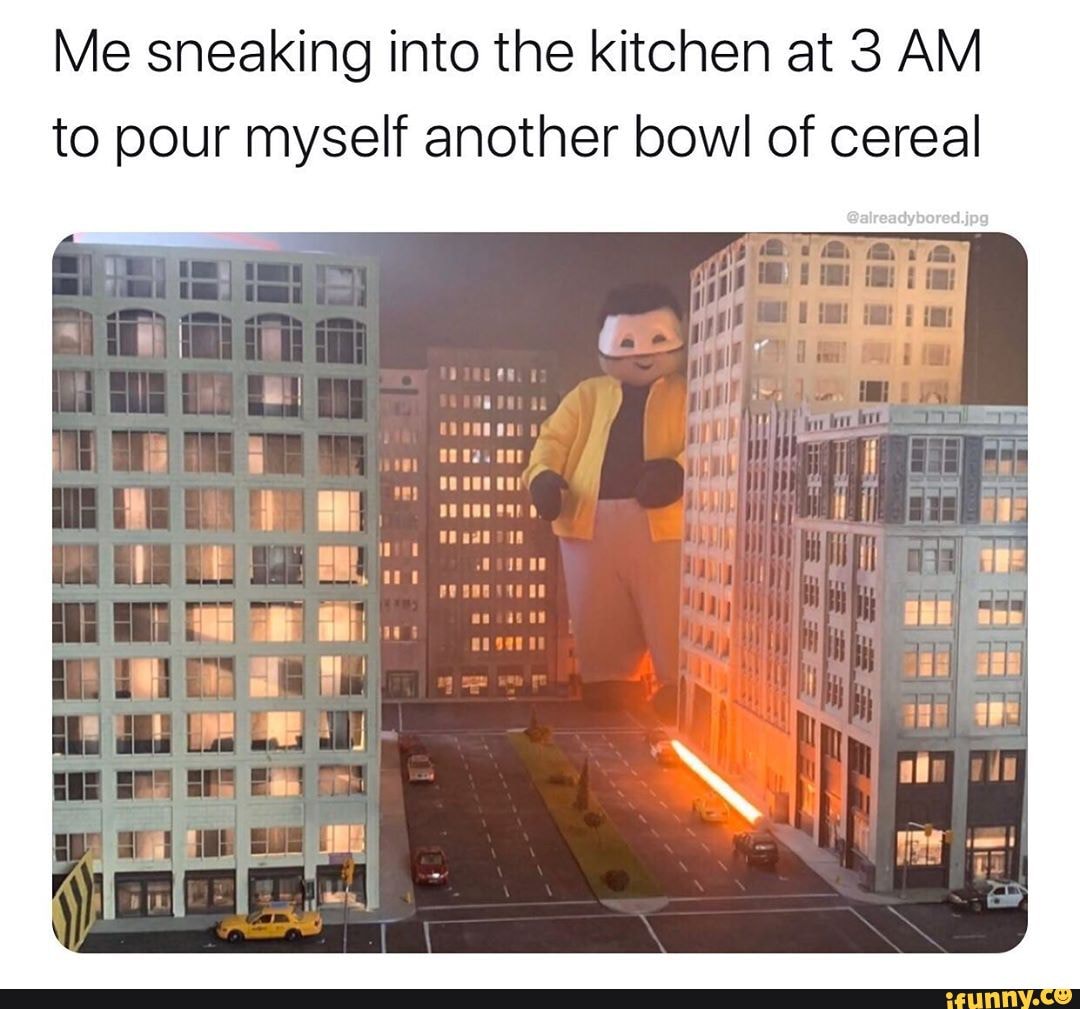 Me sneaking into the kitchen at 3 AM to pour myself another bowl of cereal