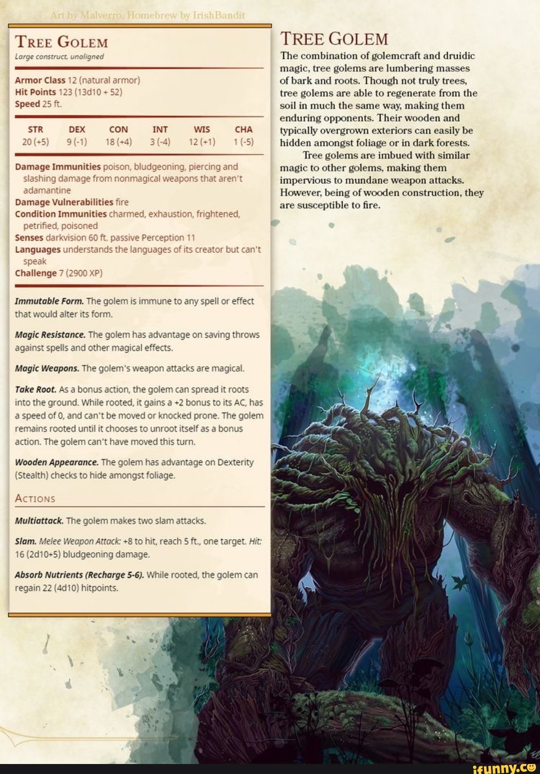 Tree GoLeM TREE GOLEM Lorge construct, unaligned The combination of ...