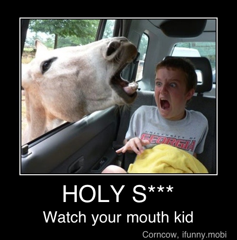 Watch your mouth kid - HOLY S***
Watch your mouth kid