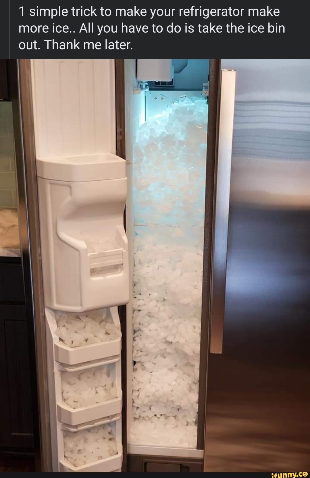 1 simple trick to make your refrigerator make more ice.. All you have