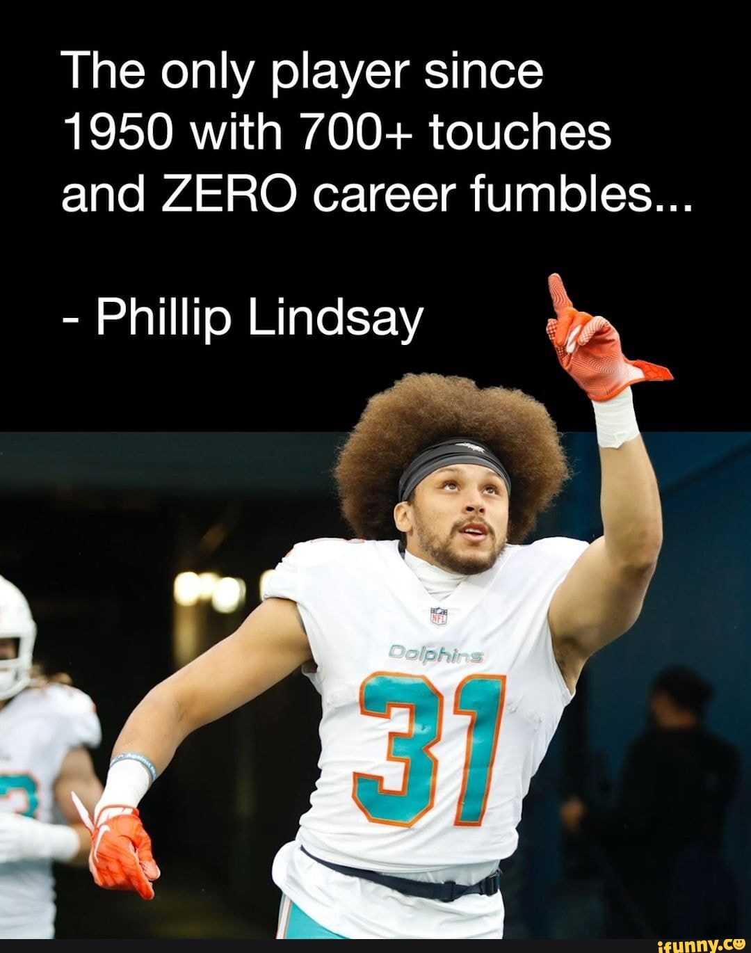 The only player since 1950 with 700+ touches and ZERO career fumbles - Phillip  Lindsay - iFunny Brazil