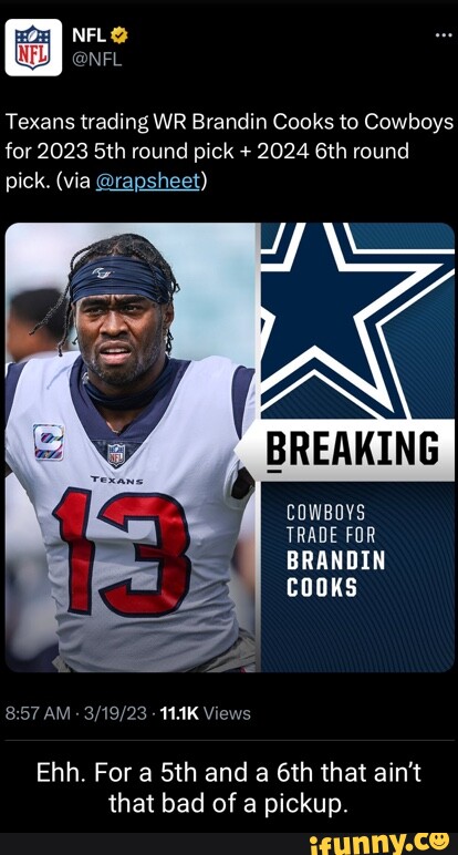 Brandin Cooks trade: Cowboys get wide receiver from Texans