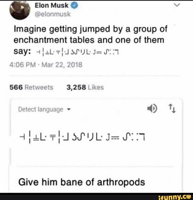 Imagine Getting Jumped By A Group Of Enchantment Tables And One Of Them Give Him Bane Of Arthropods
