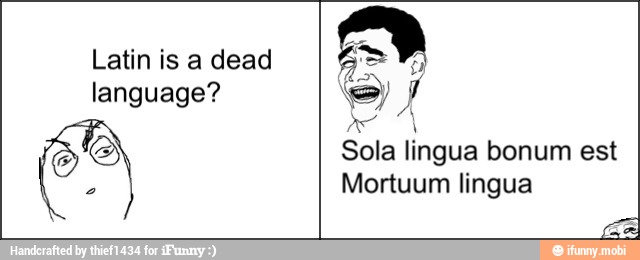Latin is a dead
language?
A
e
Sola lingua bonum est
Mortuum lingua