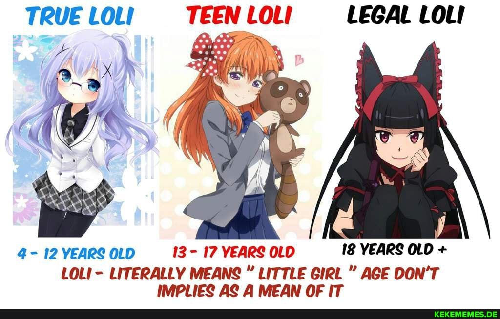 TRUE LOLI TEEN LOLI LEGAL LOLI 4- 12 YEARS OLD 13 - 17 YEARS OLD 18 YEARS OLD + 