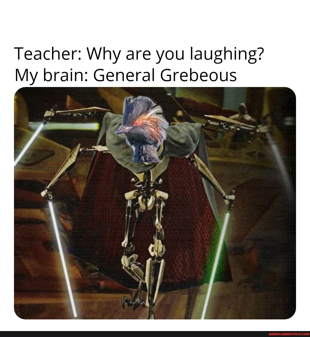 Teacher: Why are you laughing?
My brain: General Grebeous
