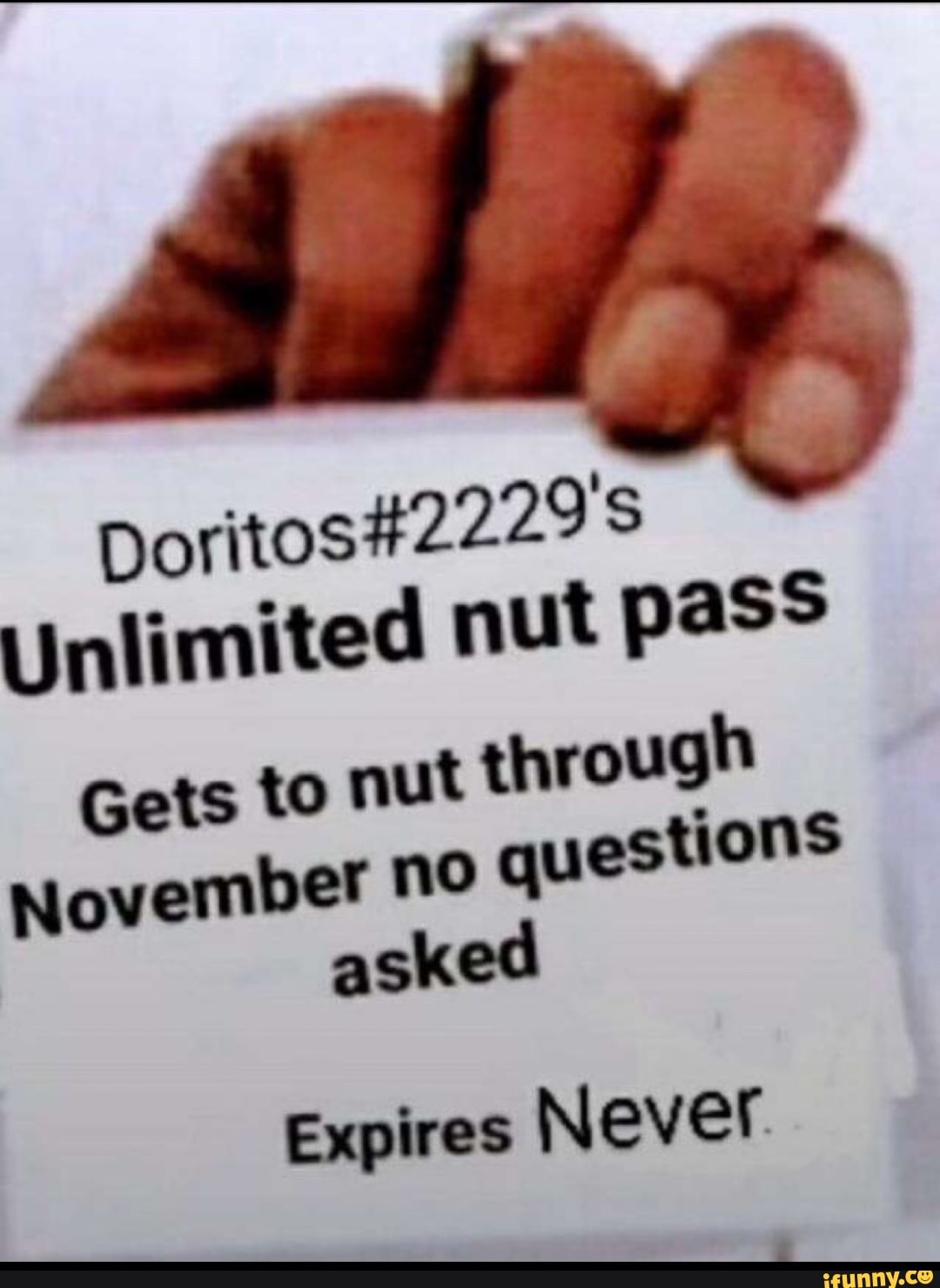 Doritos 2229 Unlimited nut pass Gets to nut through November no