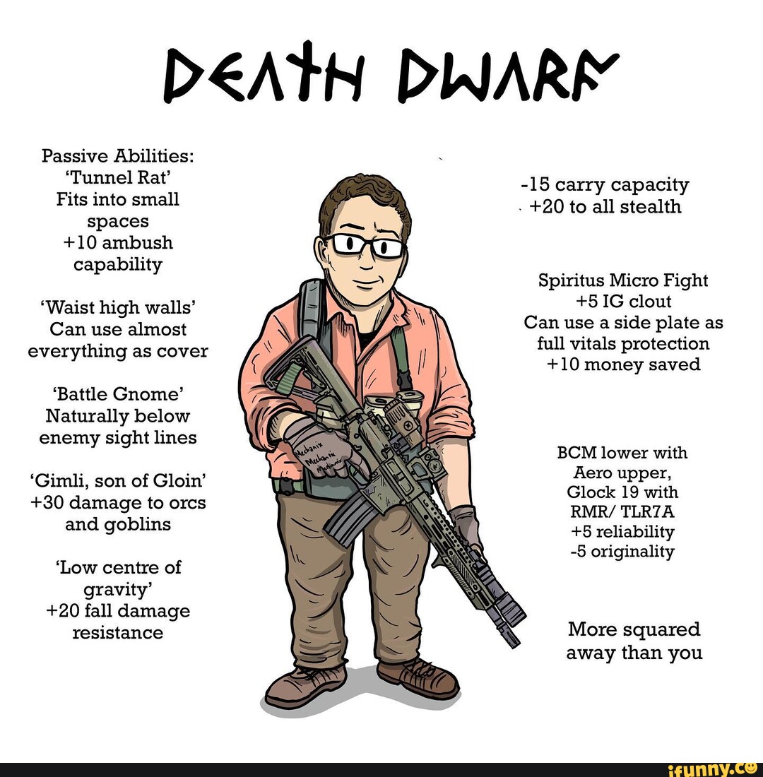 DEATH DINARY Passive Abilities 'Tunnel Rat' 15 carry capacity Fits