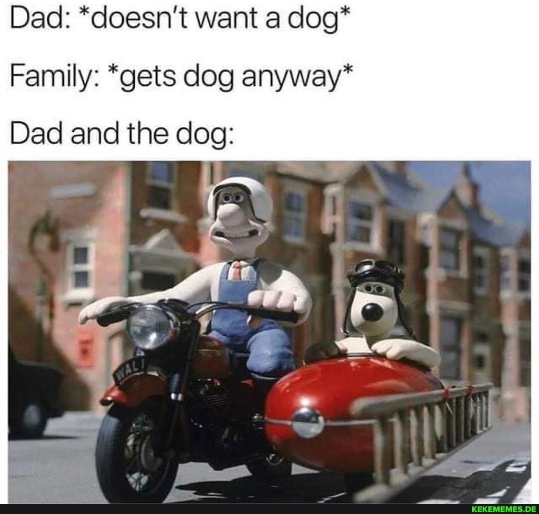 Dad: *doesn't want a dog*
Family: *gets dog anyway*
Dad and the dog: